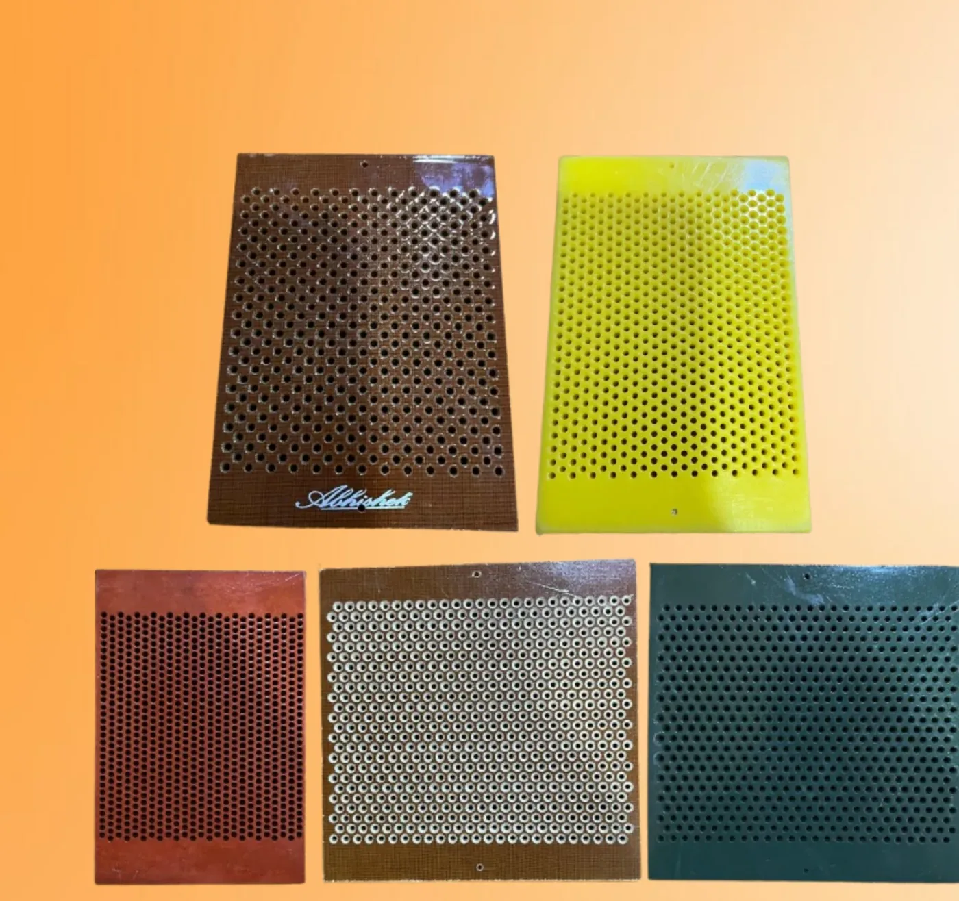 Abhishek comber boards for textile jacquard looms in brown, yellow, red, grey and green grades