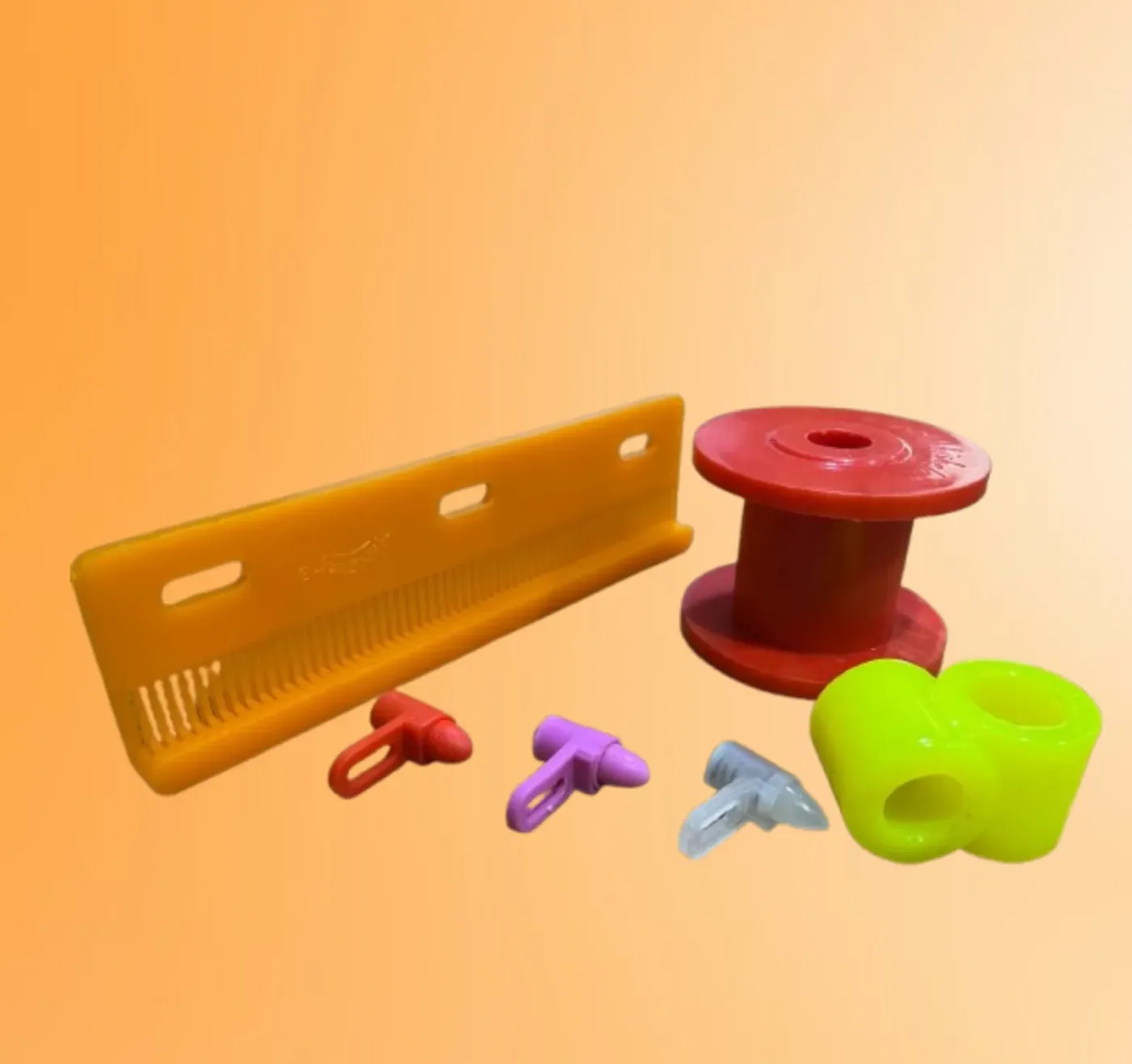Jacquard loom parts by Abhishek Enterprise: wire heald comb, jacquard bobbin, jacquard buttons and T bush